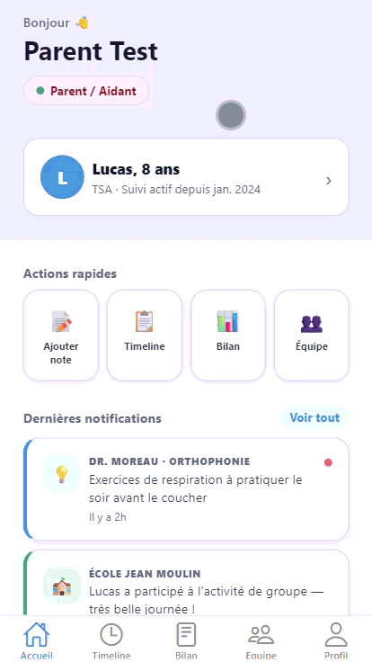 lien plus - application mobile de suivi pour personnes en situation de handicap gif de présentation